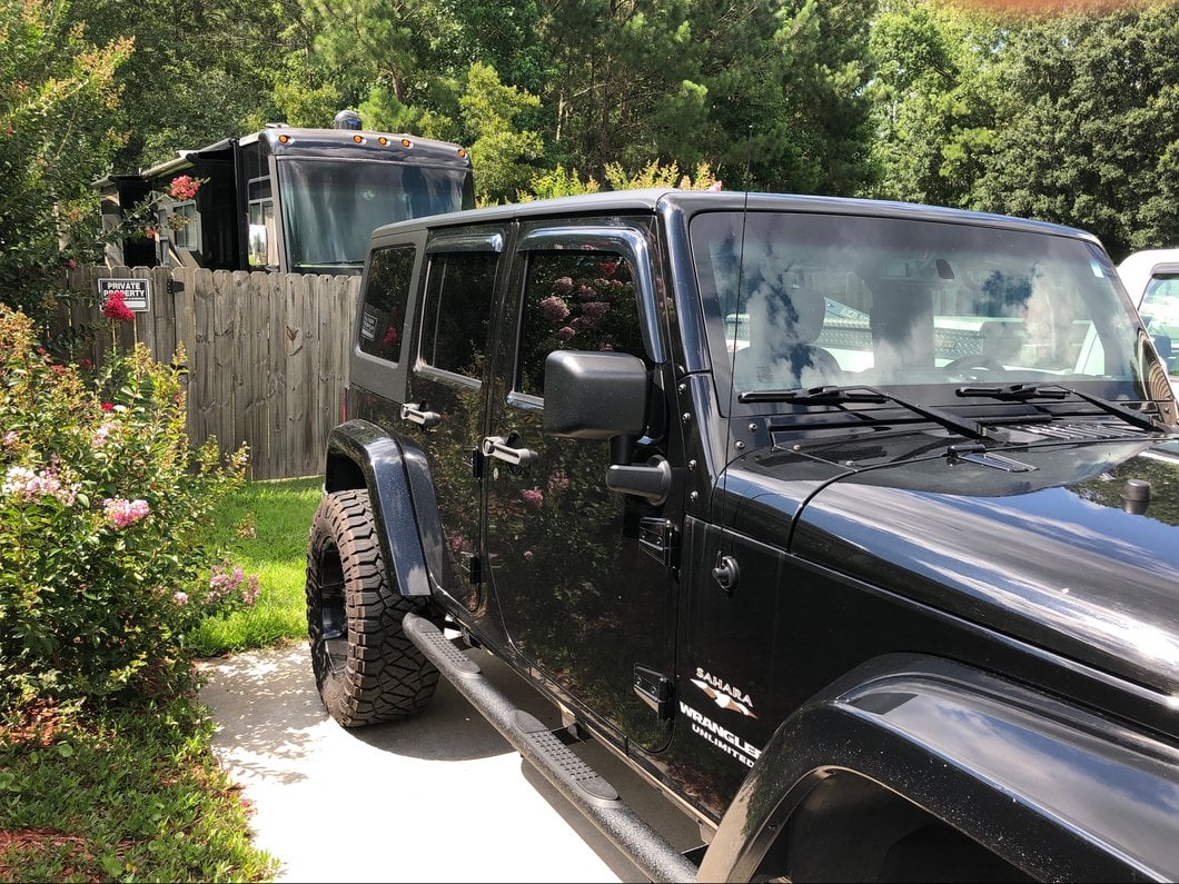 RedRock Window Deflectors; Front and Rear; Smoked (07-18 Jeep Wrangler JK 4-Door)