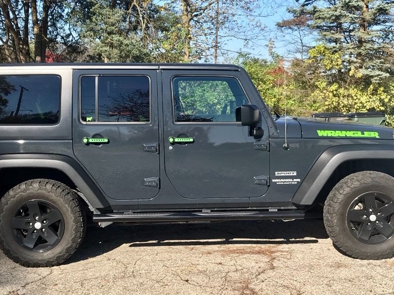 RedRock Billet Aluminum Door Handle Inserts; Green (07-18 Jeep Wrangler JK 4-Door)