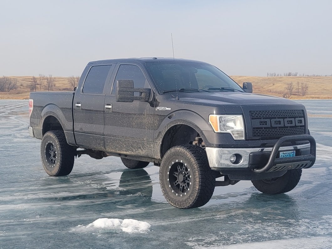 RedRock Memory Power Adjust Heated Manual Foldaway Towing Mirrors with Puddle Lights and Turn Signals; Textured Black; Driver Side (09-14 F-150)