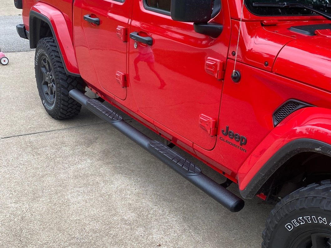 RedRock 4-Inch Oval Straight Side Step Bars; Textured Black (20-25 Jeep Gladiator JT)