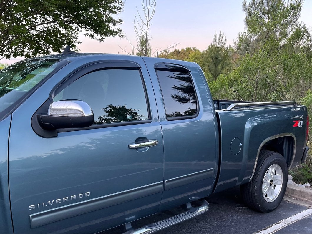 RedRock Window Deflectors; Front and Rear; Smoked (07-13 Silverado 1500 Extended Cab)