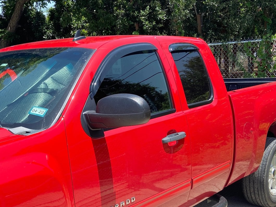 RedRock Window Deflectors; Front and Rear; Smoked (07-13 Silverado 1500 Extended Cab)
