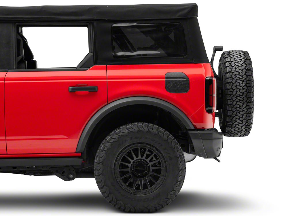 RedRock Fuel Door Cover; Matte Carbon Design (21-25 Bronco, Excluding Raptor)