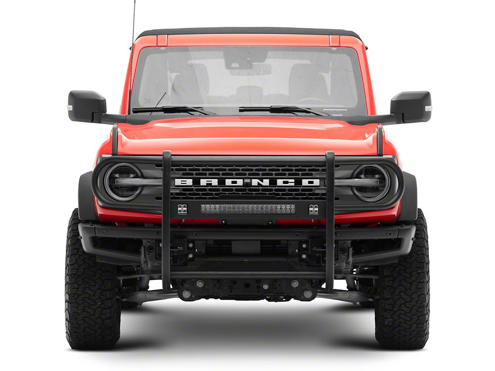 RedRock HD Modular Grille Guard with LED Fog Lights and 20-Inch LED Light Bar; Black (21-25 Bronco, Excluding Raptor)