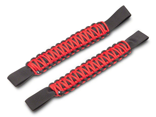 RedRock Paracord Headrest Handles; Black and Red (21-25 Bronco)