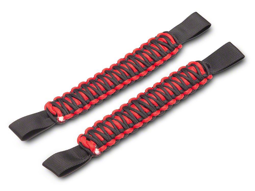RedRock Paracord Headrest Handles; Black and Red (21-25 Bronco)