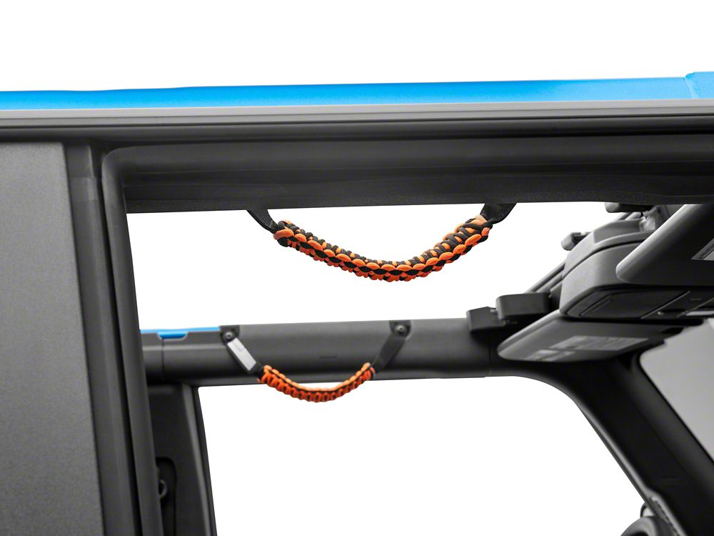RedRock Paracord Grab Handles with Flag Logo; Front; Orange (21-25 Bronco)