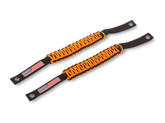 RedRock Paracord Grab Handles with Flag Logo; Front; Orange (21-25 Bronco)