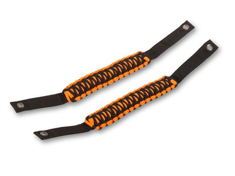 RedRock Paracord Grab Handles with Flag Logo; Front; Orange (21-25 Bronco)