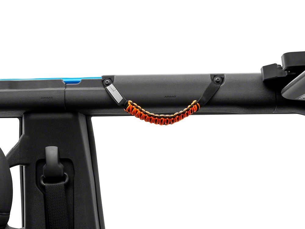 RedRock Paracord Grab Handles with Flag Logo; Front; Orange (21-25 Bronco)
