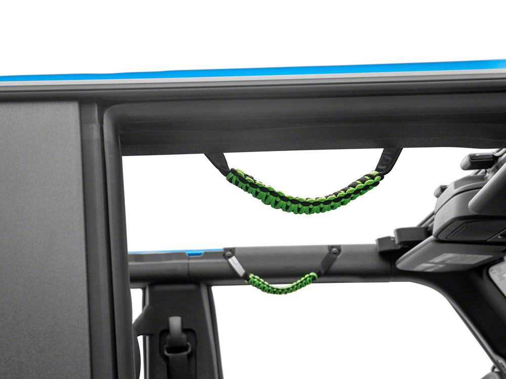 RedRock Paracord Grab Handles with Flag Logo; Front; Green (21-25 Bronco)
