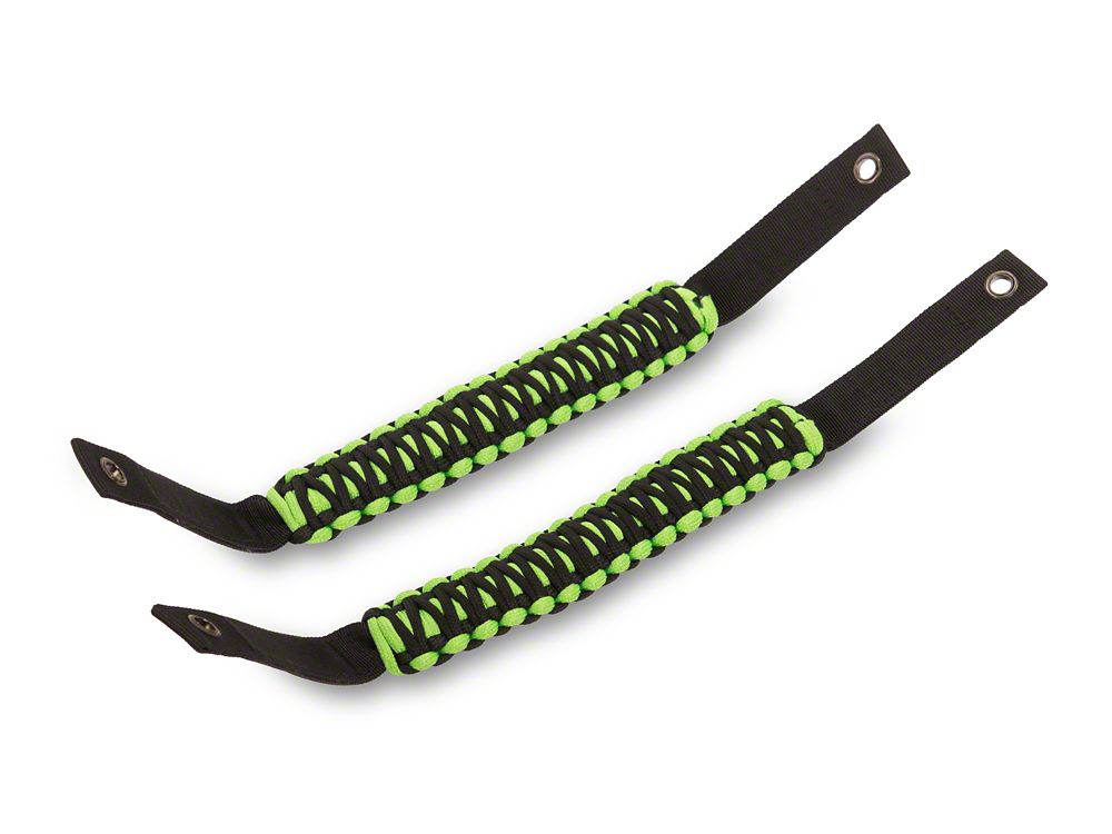 RedRock Paracord Grab Handles with Flag Logo; Front; Green (21-25 Bronco)