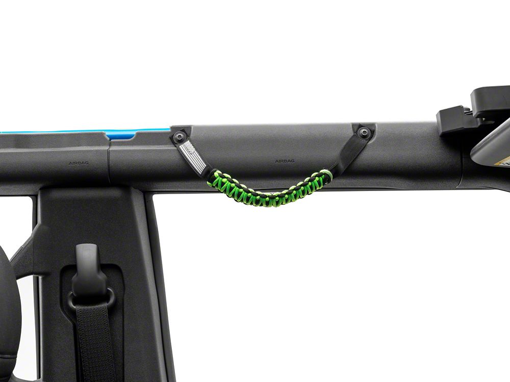 RedRock Paracord Grab Handles with Flag Logo; Front; Green (21-25 Bronco)