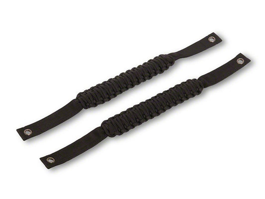 RedRock Paracord Grab Handles; Front; Black (21-25 Bronco)