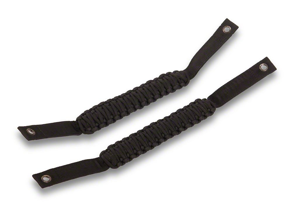 RedRock Paracord Grab Handles; Front; Black (21-25 Bronco)