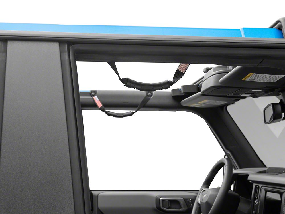 RedRock Grab Handles with Flag Logo; Front; Black (21-25 Bronco)