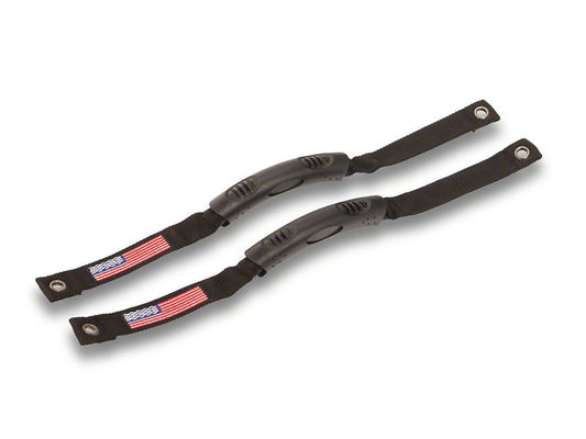 RedRock Grab Handles with Flag Logo; Front; Black (21-25 Bronco)