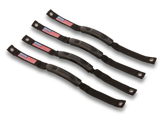 RedRock Grab Handles with Flag Logo; Front and Rear; Black (21-25 Bronco 4-Door)