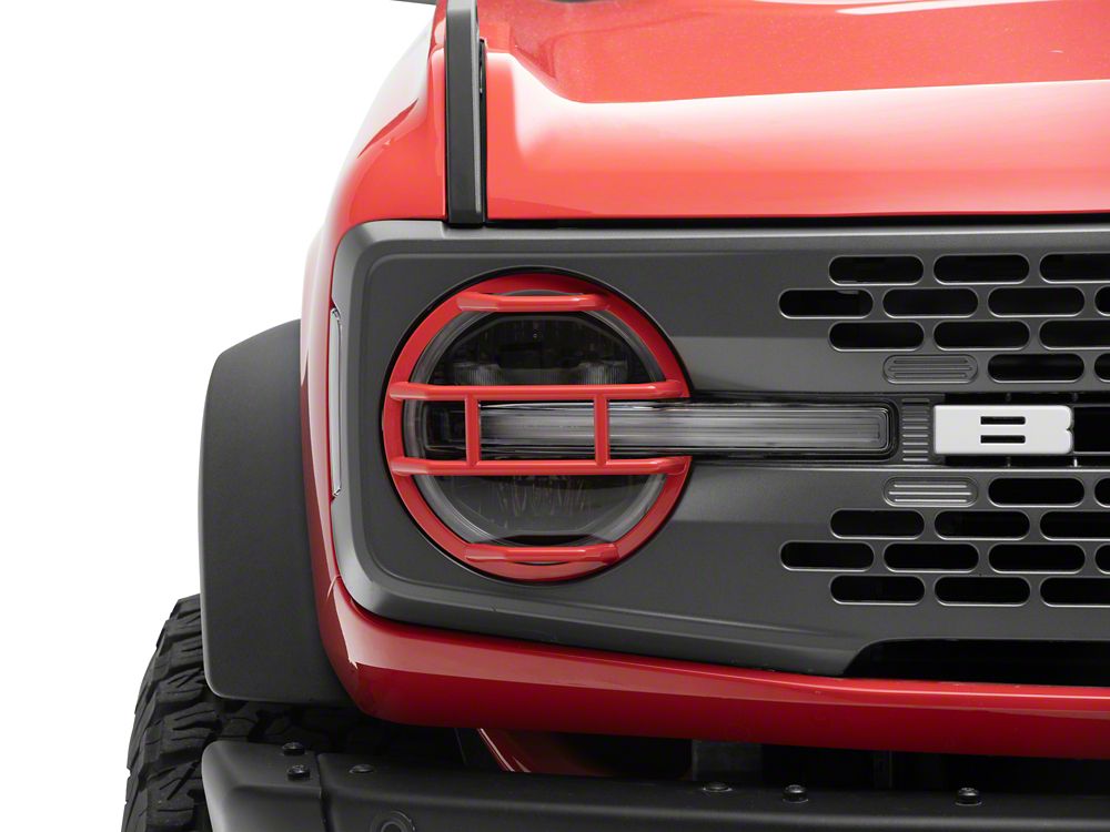 RedRock Off Road Headlight Guards; Red (21-25 Bronco)