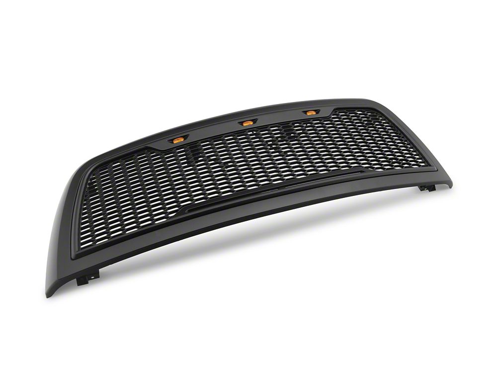 RedRock Impulse Upper Replacement Grille with Amber LED Lights; Matte Black (13-18 RAM 2500)