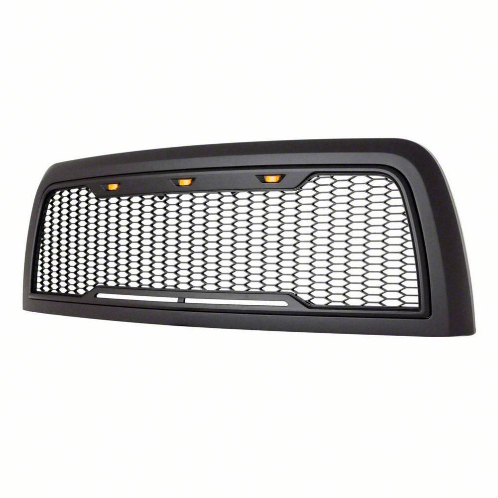RedRock Impulse Upper Replacement Grille with Amber LED Lights; Matte Black (13-18 RAM 3500)