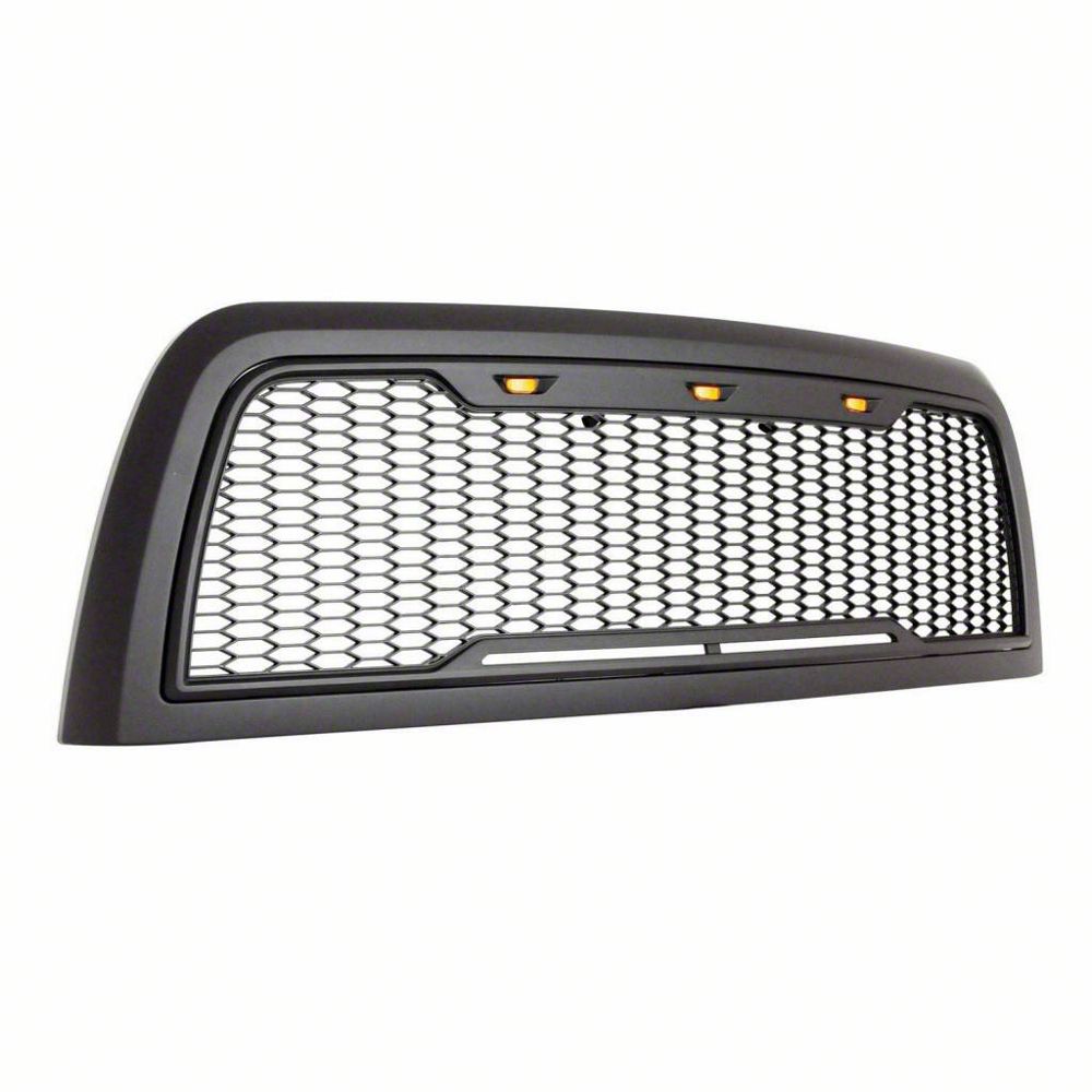 RedRock Impulse Upper Replacement Grille with Amber LED Lights; Matte Black (13-18 RAM 3500)