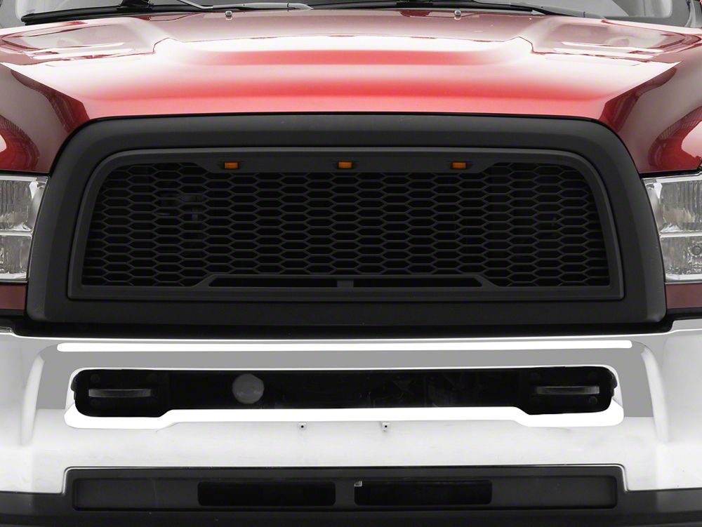 RedRock Baja Upper Replacement Grille with LED; Matte Black (10-18 RAM 2500)