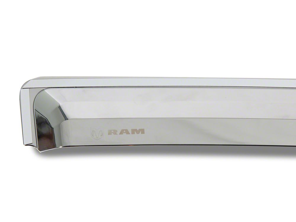 RAM Licensed by RedRock Element Chrome Window Visors; Channel Mount; Front and Rear (10-18 RAM 2500 Crew Cab, Mega Cab)