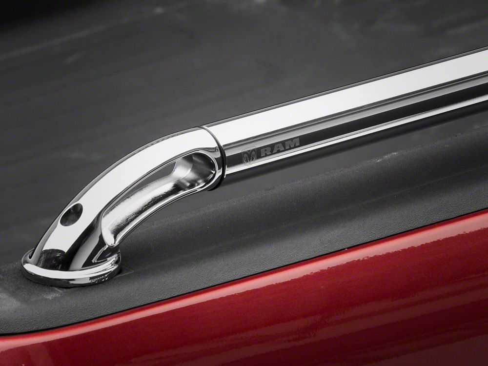 RAM Licensed by RedRock Locker Side Bed Rails; Stainless Steel (03-18 RAM 2500 w/ 6.4-Foot Box)