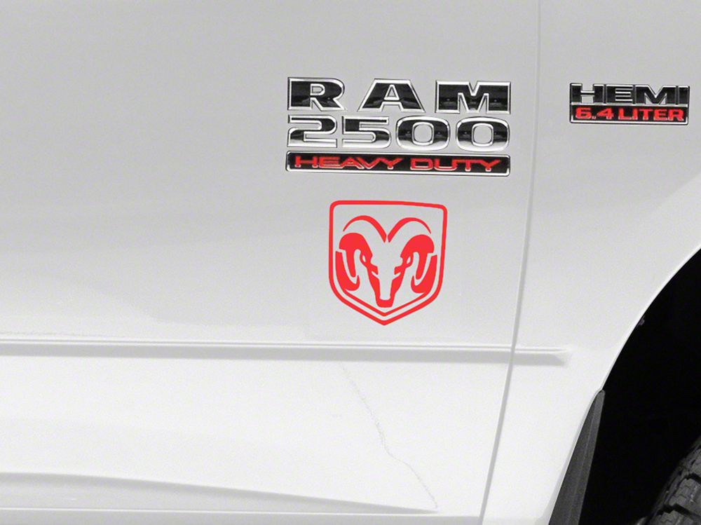 RAM Licensed by RedRock Small RAM Head Logo; Red (03-18 RAM 2500)
