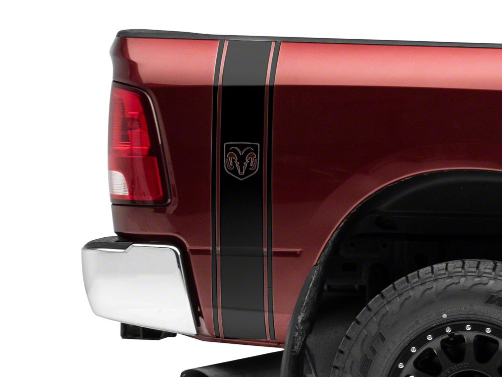 RAM Licensed by RedRock RAM Head Vertical Stripe; Gloss Black (03-18 RAM 2500)