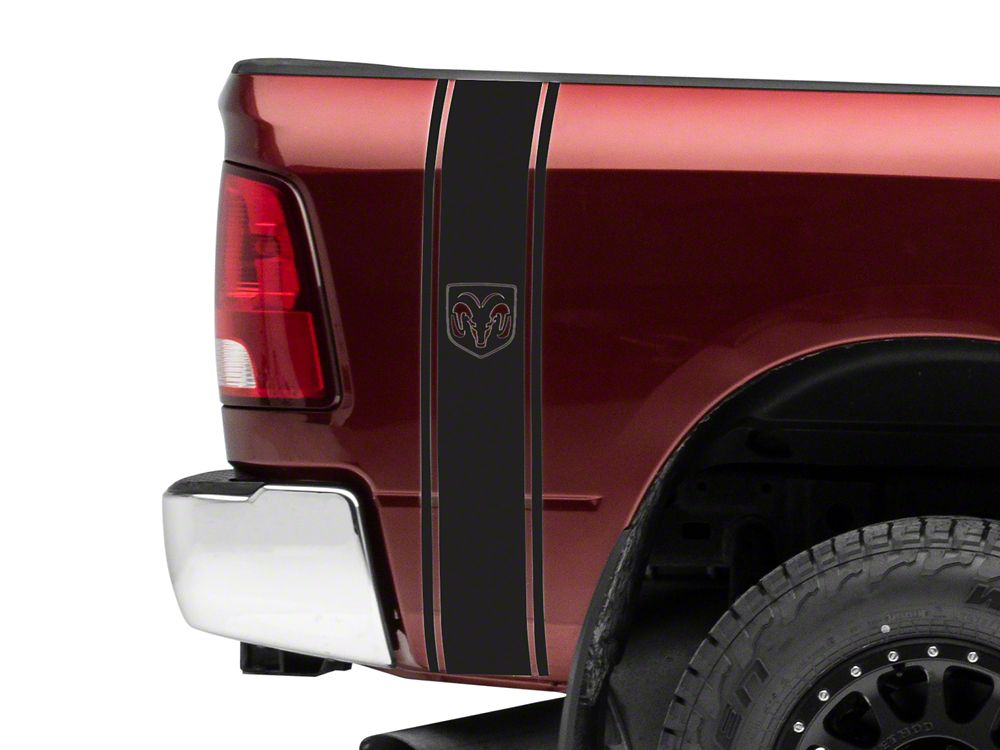 RAM Licensed by RedRock RAM Head Vertical Stripe; Matte Black (03-18 RAM 2500)