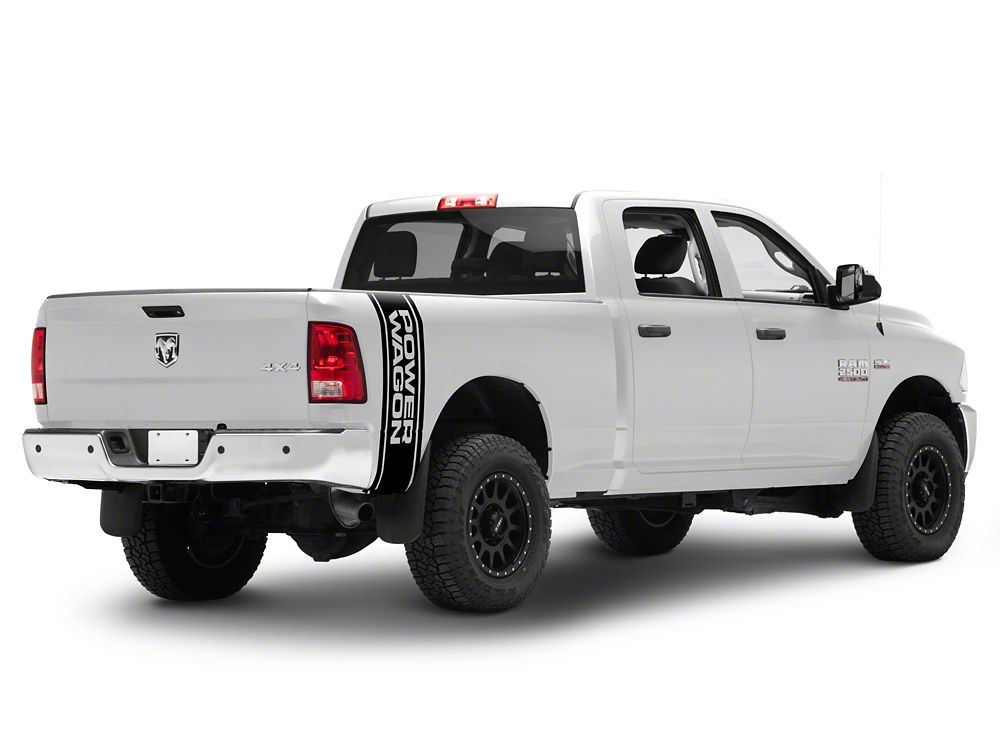 RAM Licensed by RedRock Power Wagon Rear Vertical Stripe; Gloss Black (03-24 RAM 2500)