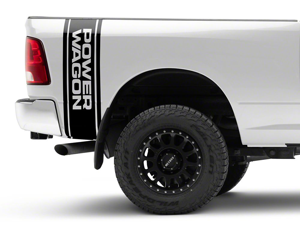 RAM Licensed by RedRock Power Wagon Rear Vertical Stripe; Gloss Black (03-24 RAM 2500)