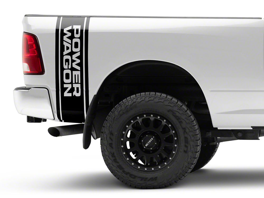 RAM Licensed by RedRock Power Wagon Rear Vertical Stripe; Matte Black (03-24 RAM 2500)