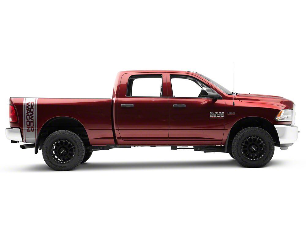 RAM Licensed by RedRock Power Wagon Rear Vertical Stripe; Silver (03-24 RAM 2500)