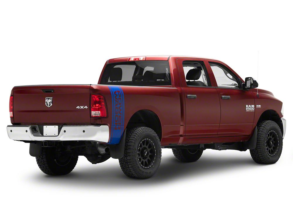 RAM Licensed by RedRock Power Wagon Rear Vertical Stripe; Blue (03-24 RAM 2500)