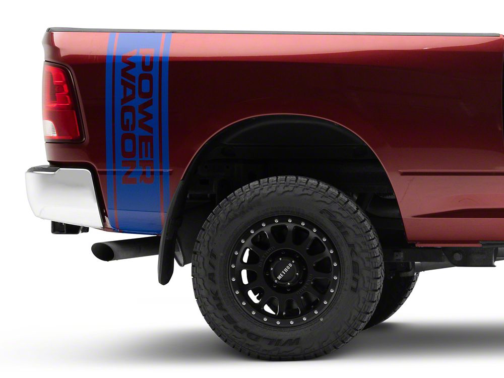 RAM Licensed by RedRock Power Wagon Rear Vertical Stripe; Blue (03-24 RAM 2500)