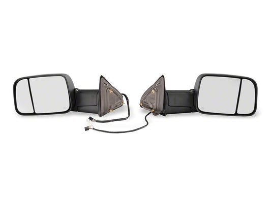 RedRock Powered Heated Towing Mirrors with Smoked Turn Signals; Black (10-18 RAM 2500)