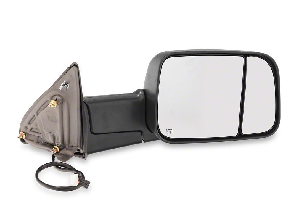 RedRock Powered Heated Towing Mirrors with Smoked Turn Signals; Black (10-18 RAM 2500)