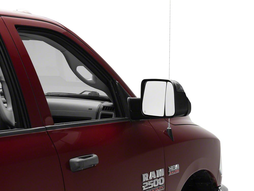 RedRock Powered Heated Towing Mirrors with Smoked Turn Signals; Black (10-18 RAM 2500)