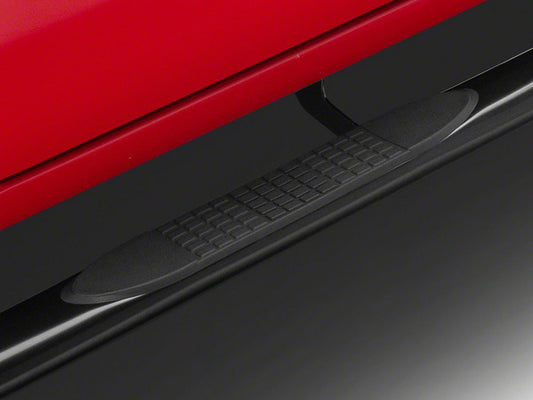 RedRock 4-Inch Oval Straight Side Step Bars; Black (20-25 Silverado 2500 HD Crew Cab)