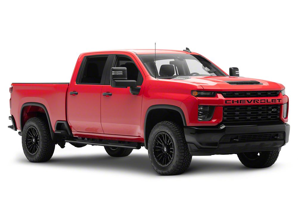 RedRock 4-Inch Oval Straight Side Step Bars; Black (20-25 Silverado 2500 HD Crew Cab)