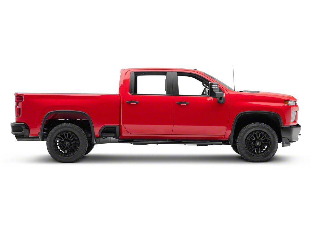 RedRock 4-Inch Oval Straight Side Step Bars; Black (20-25 Silverado 2500 HD Crew Cab)
