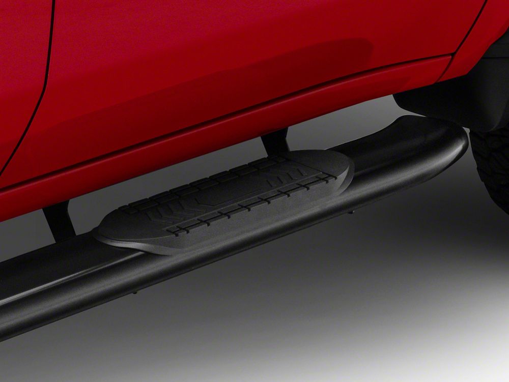 RedRock 6-Inch Oval Bent End Side Step Bars; Black (20-25 Silverado 2500 HD Crew Cab)