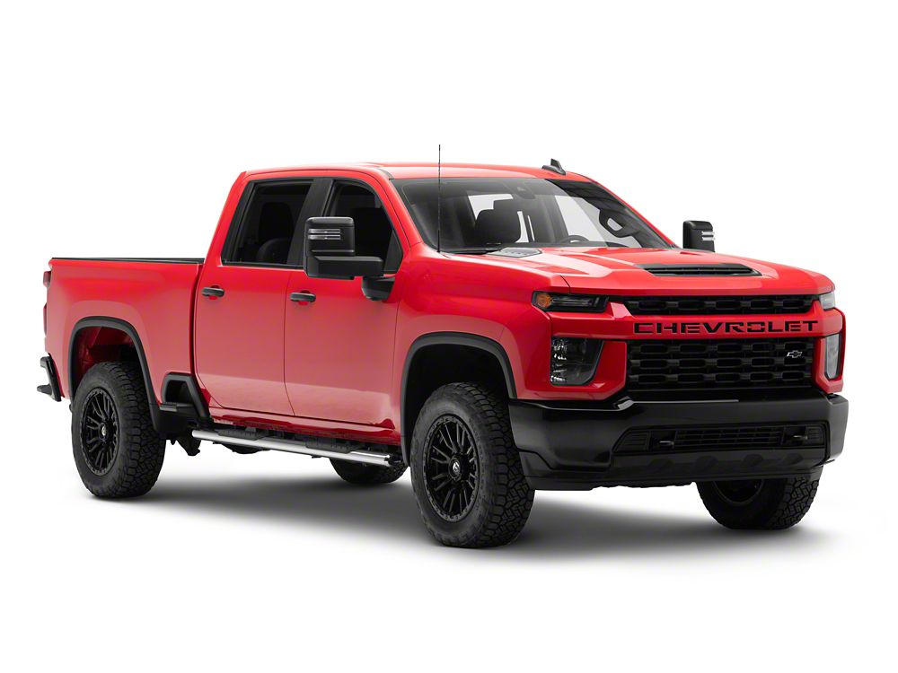 RedRock 4-Inch Oval Straight End Side Step Bars; Stainless Steel (20-25 Silverado 2500 HD Crew Cab)