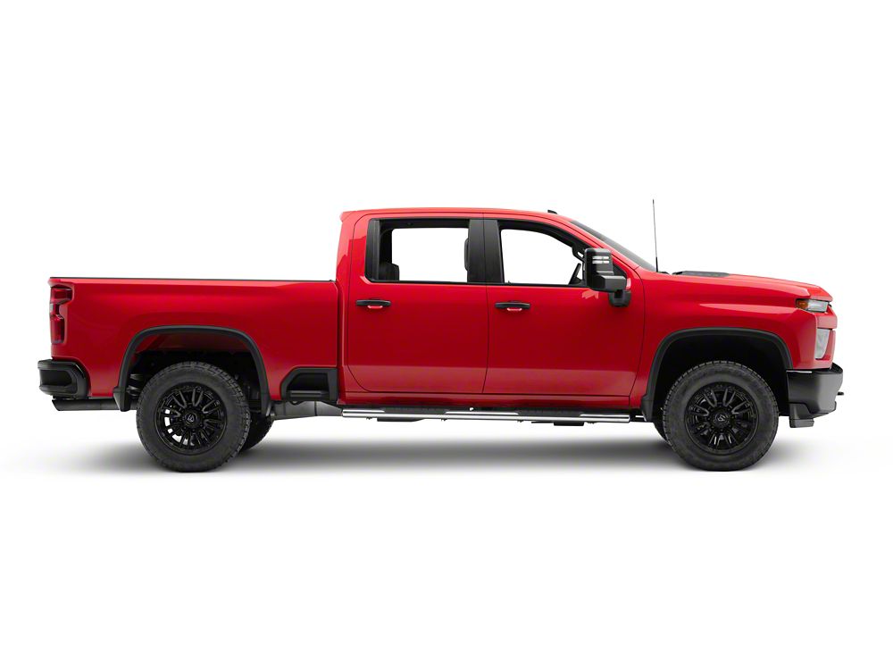 RedRock 4-Inch Oval Straight End Side Step Bars; Stainless Steel (20-25 Silverado 2500 HD Crew Cab)