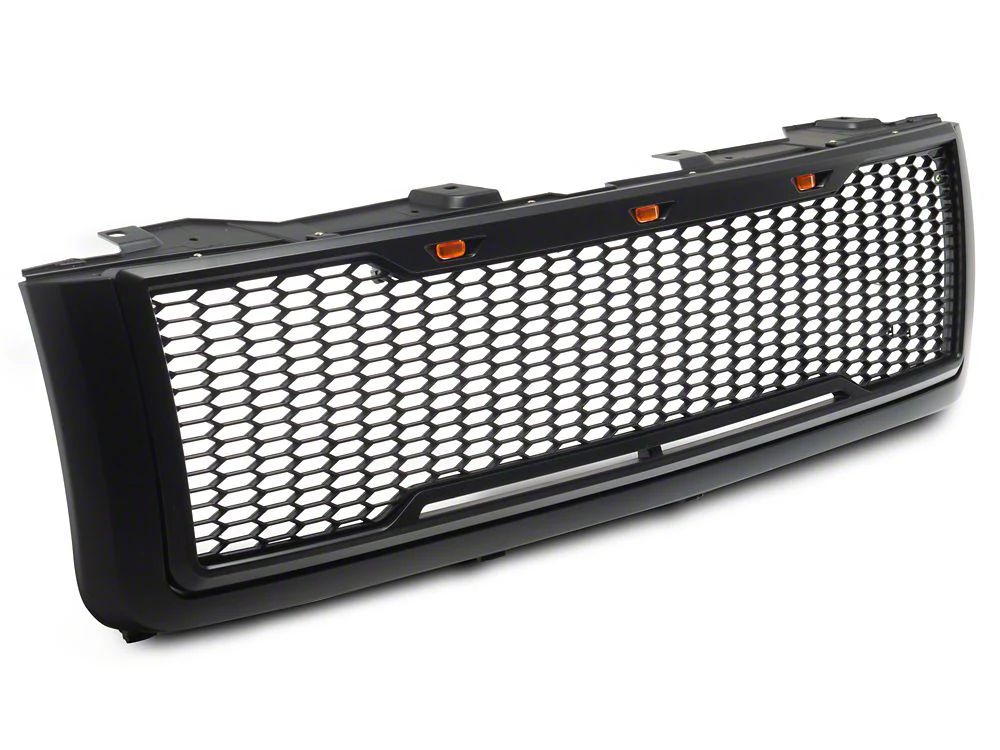 RedRock Baja Upper Replacement Grille with LED Lighting; Matte Black (11-14 Silverado 3500 HD)