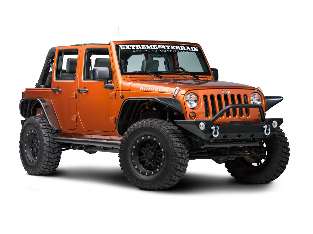 RedRock 3-Inch Round Curved Side Step Bars; Textured Black (07-18 Jeep Wrangler JK 4-Door)