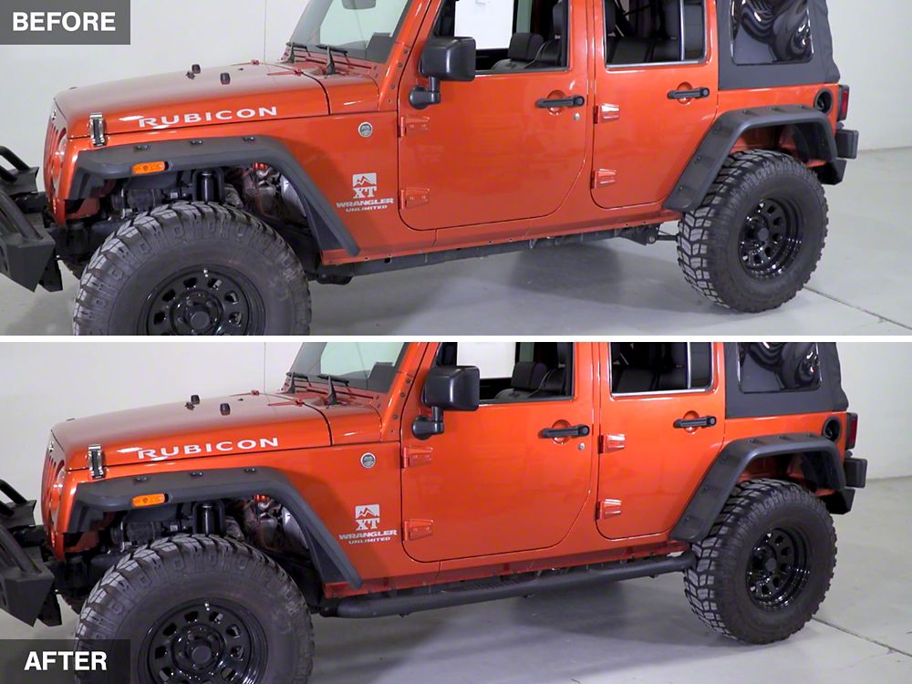 RedRock 3-Inch Round Curved Side Step Bars; Textured Black (07-18 Jeep Wrangler JK 4-Door)